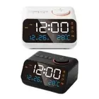 Bedside Clock USB Charging LED Alarm Clock with Voice Control and Temperature