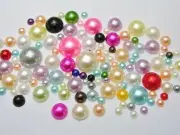 500 Mixed Color Acrylic Round Half Pearl Assorted Size 4mm-12mm FlatBacks Craft