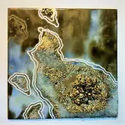 11.8x11.8 inc. Original Gold Geode Resin Artwork, Abstract Handmade Wall Artwork