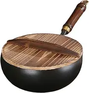 Pan with Lid, Frying Pan - Safe Reusable Non-Stick Frying Pan Soup Pot - Kitchen Utensils & Gadgets for Cooking, Baking, Roasting, Camping