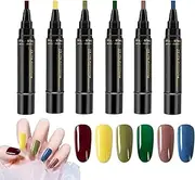 SVCEQZE 6-Piece Nail Polish Set, 8 ml Nail Polish Pens Set, Gel Nail Polish Pen, Gel Nail Polish Pens, 3-in-1 Nail Polish Pen, Quick Drying Nail Polish Art Set, One-Step Nail Gel Pen