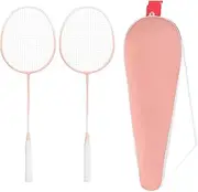 Qianly Luminous Badminton Rackets Set Badminton Racquet Practice Game Shock Absorption Accessory with Carry Bag Glow in The Dark