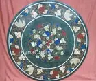 Green Marble Coffee Table Top Unique Design Inlay Work Kitchen Table for Home