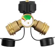 SHINESTAR Propane Tank Splitter with Gauge, Propane Y Splitter for BBQ Grills, Camping Stoves, Gas Burners, Heater and More
