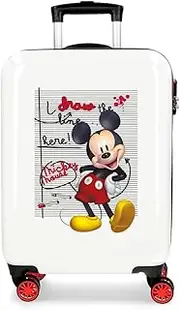 Disney Mickey Draw The line Red Cabin Suitcase 38 x 55 x 20 cm Rigid ABS Combination Lock 34 Litre 2.6 kg 4 Double Wheels Hand Luggage, Rojo, 38x55x20 cms, Children's Fashion