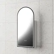 Arch LED Shaving Cabinet 500mm x 1000 mm � Midnight Edition Matte Black Frame - Recessed/Wall Mount, Dimmable, Anti-Fog, Touch Sensor, IP54