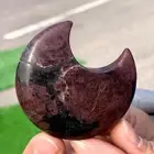 65G Natural Fireworks Red Garnet sphere Quartz Crystal moon-shaped healing