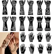 20 Sheets Large Henna Tattoo Stencils, Temporary Tattoo Templates for Hand Fo...