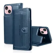 For Apple iPhone 15 Case SupRShield Pro Luxury Wallet Leather Flip Magnetic Stand Case Cover (Navy Blue)