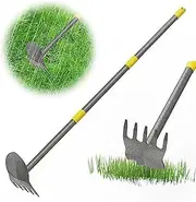 Luvenia Hoe Garden Tool Heavy Duty Garden Hoe for Weeding Loosening Soil 2 in 1 Manual Garden Tools Long Handle Adjustable 17-45 Inch Steel Shaft for Gardening