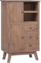 Highboard 60x30x100 cm Solid Teak Wood,Colonial Style Rustic Wooden Highboard with Ample Storage Space Storage Lockers