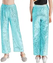 [iEFiEL] Girl's Sparkling Flared Pants Wide Leg Palazzo Trousers Leggings Party Disco Dance Bottoms Boot Cut