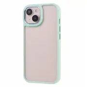For iPhone 15 TPU+PC Clear Back Case Drop-proof Phone Cover with Metal Button Cover