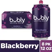 bubly Blackberry Sparkling Water, 0 Sugar & Calories, 8 Pack