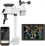 WiFi Weather Station, Wireless Indoor Outdoor Home Weather Station with Rain Gauge and Wind Speed, Wind Direction, Weather Forecast, Temperature, Humidity, UV/Light, Moon Phase and Barometer
