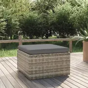 Garden Footrest with Cushion Grey 55x55x30 cm Poly Rattan vidaXL