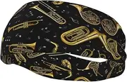[WURTON] Musical Instruments Print Sports Sweatband - Multi-Functional Sport Headbands Kids, Men, Women Running, Yoga