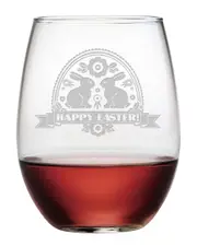 susquehanna Set of Four 21oz Happy Easter Banner Stemless Glasses