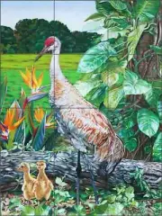 Sandhill Crane Tile Backsplash Nancy Jacey Coastal Art Ceramic Mural NJ112