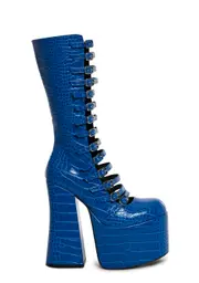 [Current Mood] Hardcore Dazzle Platform Boots - Blue Croc