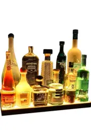 BarSquad Led Lighted Bar Shelf. 24” 2 Step Illuminated Liquor Bottle Display