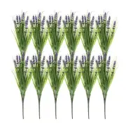 12Pcs Artificial Grass Plants, 14.6" Plastic Fake Lavender Greenery, Purple