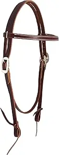 CHALLENGER Horse Western Tack Browband Stitched Latigo Leather Headstall w/Tie Ends 78189