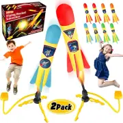 BEEFHN Toy Rocket Launcher for Kids, Incl 2 Launchers & 8 Foam Rockets, Shoots u
