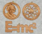 RELATIVITY SET-ALBERT EINSTEIN ATOM E=MC2-Physics Science wooden ornaments SALE!