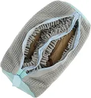 Shoes Laundry Bag, 2024 New Double Pull Mesh Laundry Shoe Wash Bag Shoe Cleaning, One Washable Pair, Washing Bag with Zipper Shoes Laundry Bag with Hook for Sneakers Running Shoes (Grey)