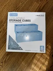 Sorbus Foldable Storage Cube Basket Bin (6 Pack, Pastel Blue) NEW For Bookcase