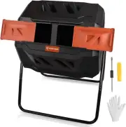 160L Garden Composting Tumbler Dual Chamber Compost Bin Rotating Recycle Waste