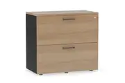 Uniform Small Drawer Lateral Filing Cabinet [ 800W x 750H x 450D] - Black, salvage oak, black handle