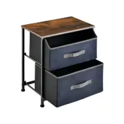 Costway Nightstand Bedside Table w/2 Fabric Drawers