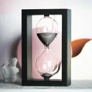 Hourglass 60 Minute Decorative Sand Timer, Black Wooden Frame Black Sand Clock