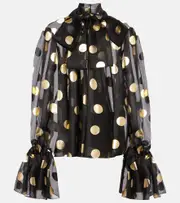 [Dolce & Gabbana] Dolce & Gabbana Polka-dot silk organza jacquard blouse AU 8 black