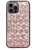 High-Quality Diamond Heart Electroplated Bumper Hard TPU PC Case for iPhone 13