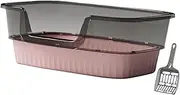 ＡＷＨＡＯ Open Top Pet Litter Box, Semi-Closed Litter Box, Cat Litter Box, Cat Sand Box, Litter Tray, Pink