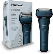 Panasonic ES-ALT4BA803 3-Blade Wet & Dry Razor for Men, Portable Cordless Waterproof Beard Density Sensor, Flexible Razor Head, Fold-Out Trimmer, Ergonomic Handle, Dark Blue