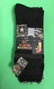 U S ARMY HEAT RETENTION THERMAL SOCKS MENS 1 Pair NWT Black 6-12.5 Green Stripes