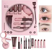 Face Make Complete Set,Set of 9 Lasting Makeup Beginners Kit Cosmetics | Daily Makeup Cosmetics Women Face Make-up Powder Lipsticks for Traveling, Photography