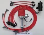 small cap DODGE 73-78 400 RED HEI Distributor + Spark Plug Wires +BLACK 45K Coil