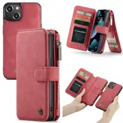 For iPhone 13 mini Case, Wallet PU Leather Detachable Folio Cover, Red