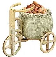 Tricycle Basket - Woven Flower Storage Decorative Ornaments | Countertop Fruit and Vegetable Holder Organizer Craft Decoration Dried Nut Container for Home
