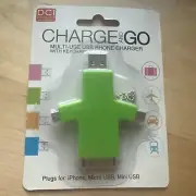 Charge And Go Multiuser USB Charger With Keychain Green