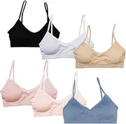 [POWER FLOWER] Seamless Girls Training Bra with Removable Padding Multicoloured Girls Sports Bra with Straps for 8-14 Years