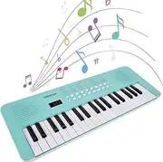 37 Key Electronic Keyboard Piano 200 Tones 200 Rhythms 35 Demos Musical Instrument with Microphone Dual Power Mode Portable Music Piano Keyboard Beginners Keyboards Piano Blue