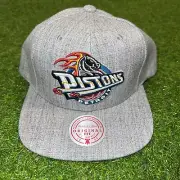Detroit Pistons Gray NBA Mitchell & Ness Hat Snapback Cap Men