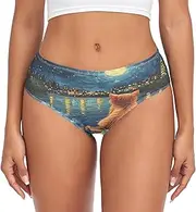 [RPLIFE] Cute Orange Cat Starry Night Womens Breifs Underware, Breathable Underwear Women, Comfort Underwear Women, Size Small Womens Briefs, Cute Orange Cat Starry Night 2, Small
