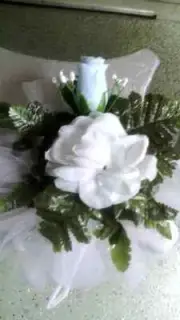 6pc wedding pew bows white and light blue Rush orders Available